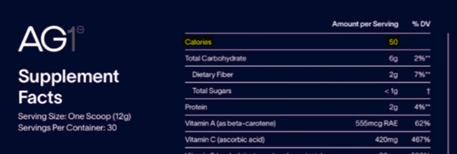 AG1 Greens calories