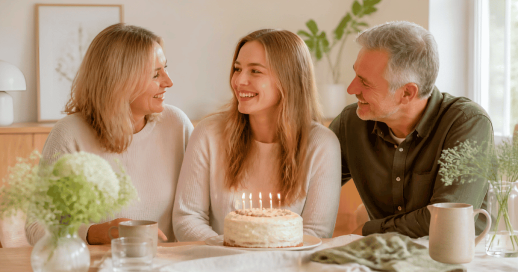 Gratulerer med dagen dikt til datter – voksen datter feirer bursdag med foreldrene