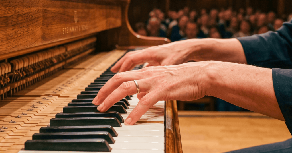 Kjente norske pianister spiller piano på konsertscene